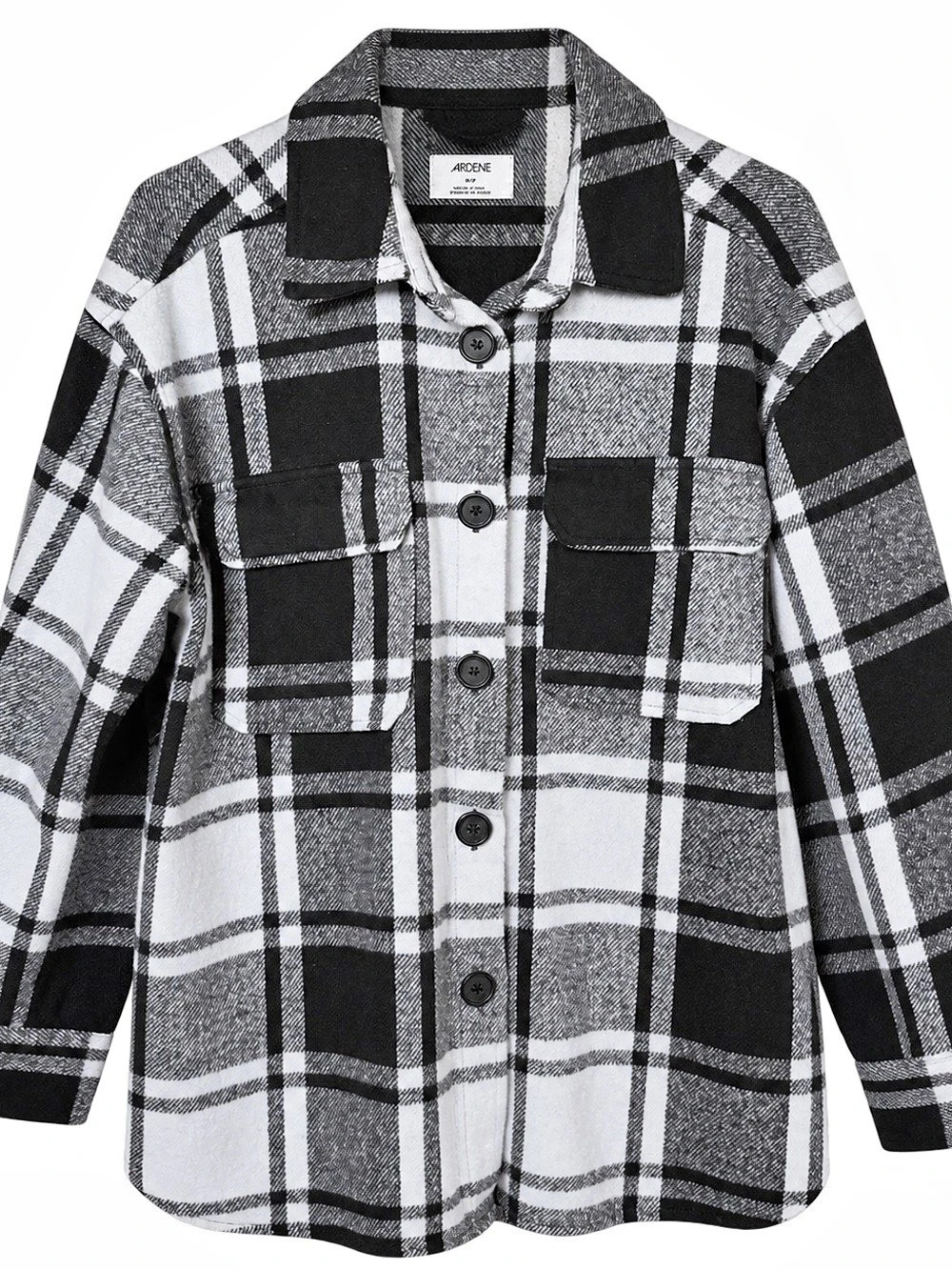 Ardene Black White Plaid Oversized Shacket Jacket Size M